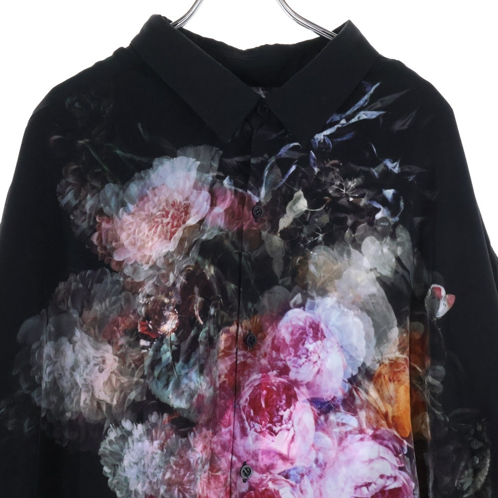LAD MUSICIAN(ラッドミュージシャン) FLOWER BACK-FRONT フラワープリント 総柄 長袖シャツ ポリエステル ブラック 2120-113