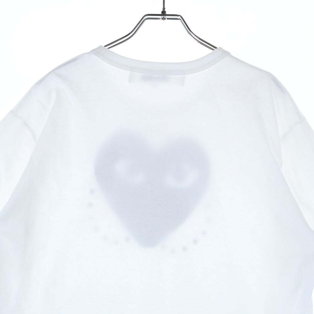 PLAY COMME des GARCONS(プレイコムデギャルソン) 24SS Unisex T-Shirt Printed Black Heart Studs スタッズ ハート ロゴ 半袖Tシャツ カットソー ホワイト AX-T804