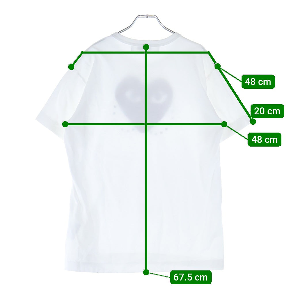 PLAY COMME des GARCONS(プレイコムデギャルソン) 24SS Unisex T-Shirt Printed Black Heart Studs スタッズ ハート ロゴ 半袖Tシャツ カットソー ホワイト AX-T804