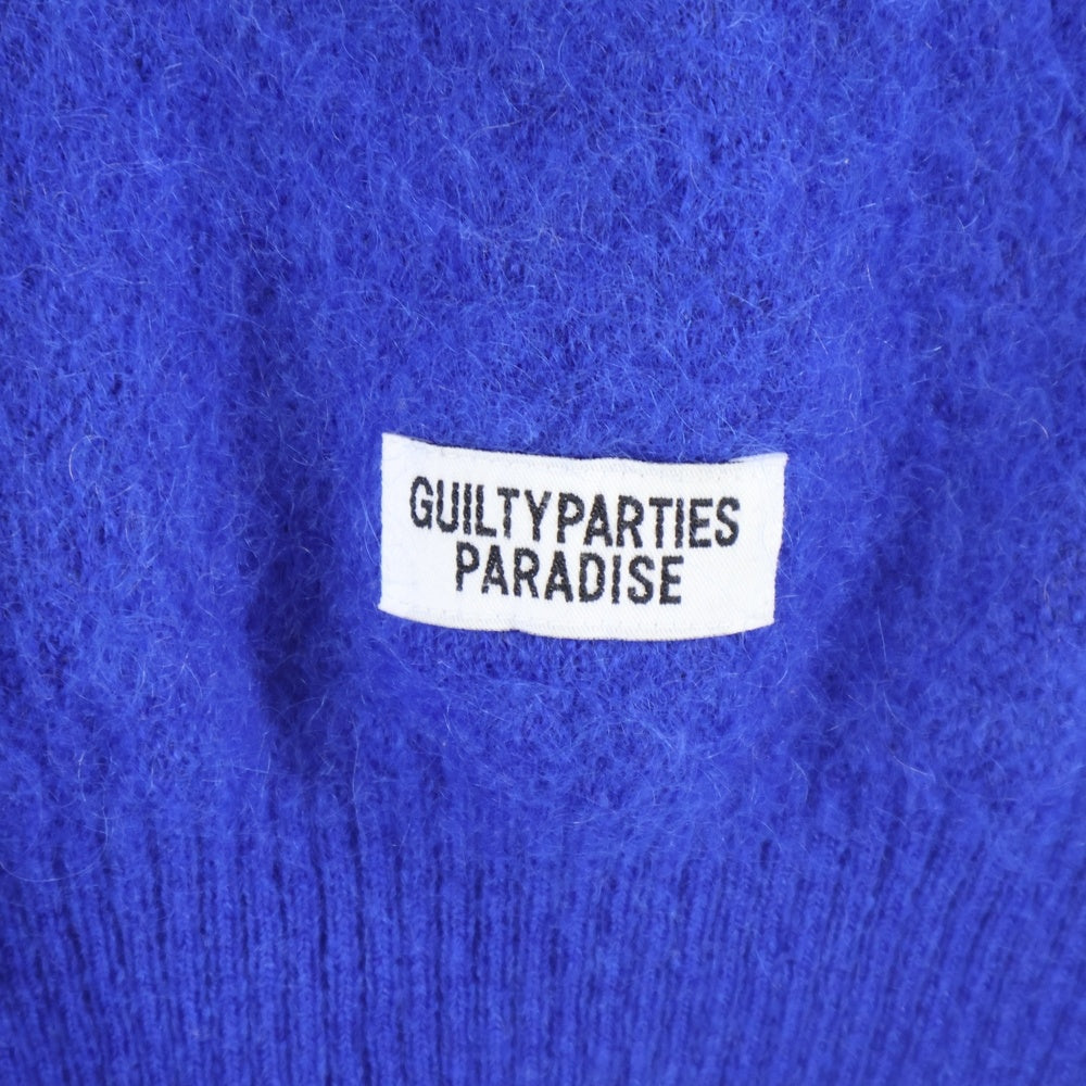 WACKO MARIA(ワコマリア) 23AW LOGO MOHAIR KNIT JACQUARD SWEATER ロゴ モヘア ニット 長袖ジャガードセーター ブルー 23FW-WMK-KN16