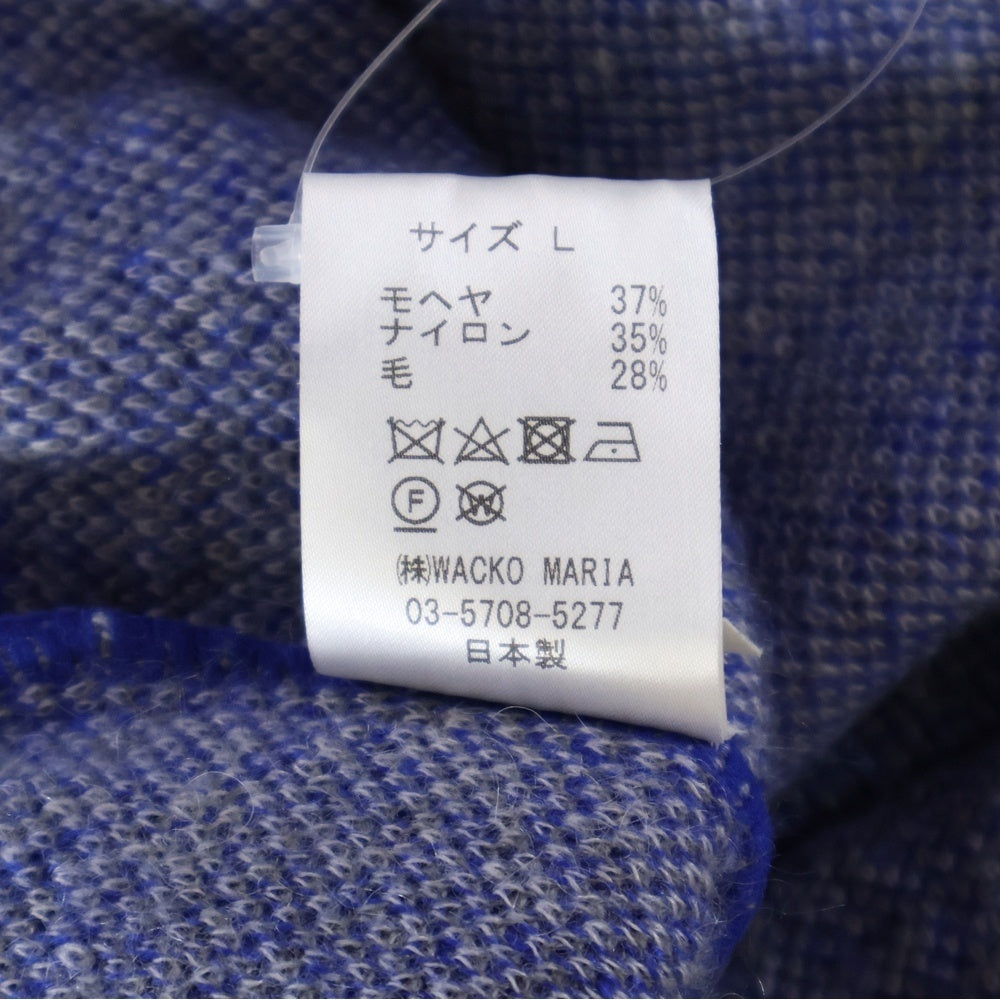 WACKO MARIA(ワコマリア) 23AW LOGO MOHAIR KNIT JACQUARD SWEATER ロゴ モヘア ニット 長袖ジャガードセーター ブルー 23FW-WMK-KN16
