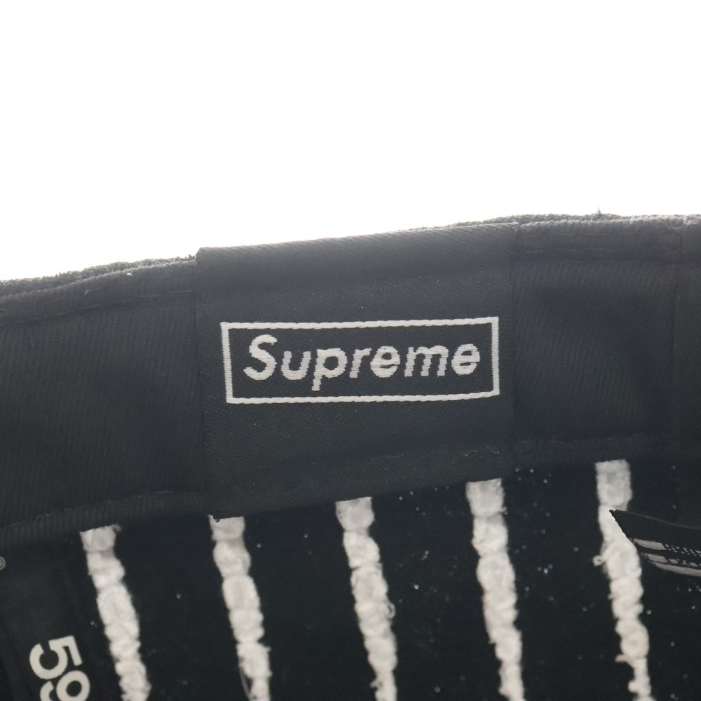 SUPREME(シュプリーム) 19SS ×NEW ERA Text Stripe Cap ニューエラ テキスト ストライプ柄 ベイスボールキャップ 帽子 ブラック