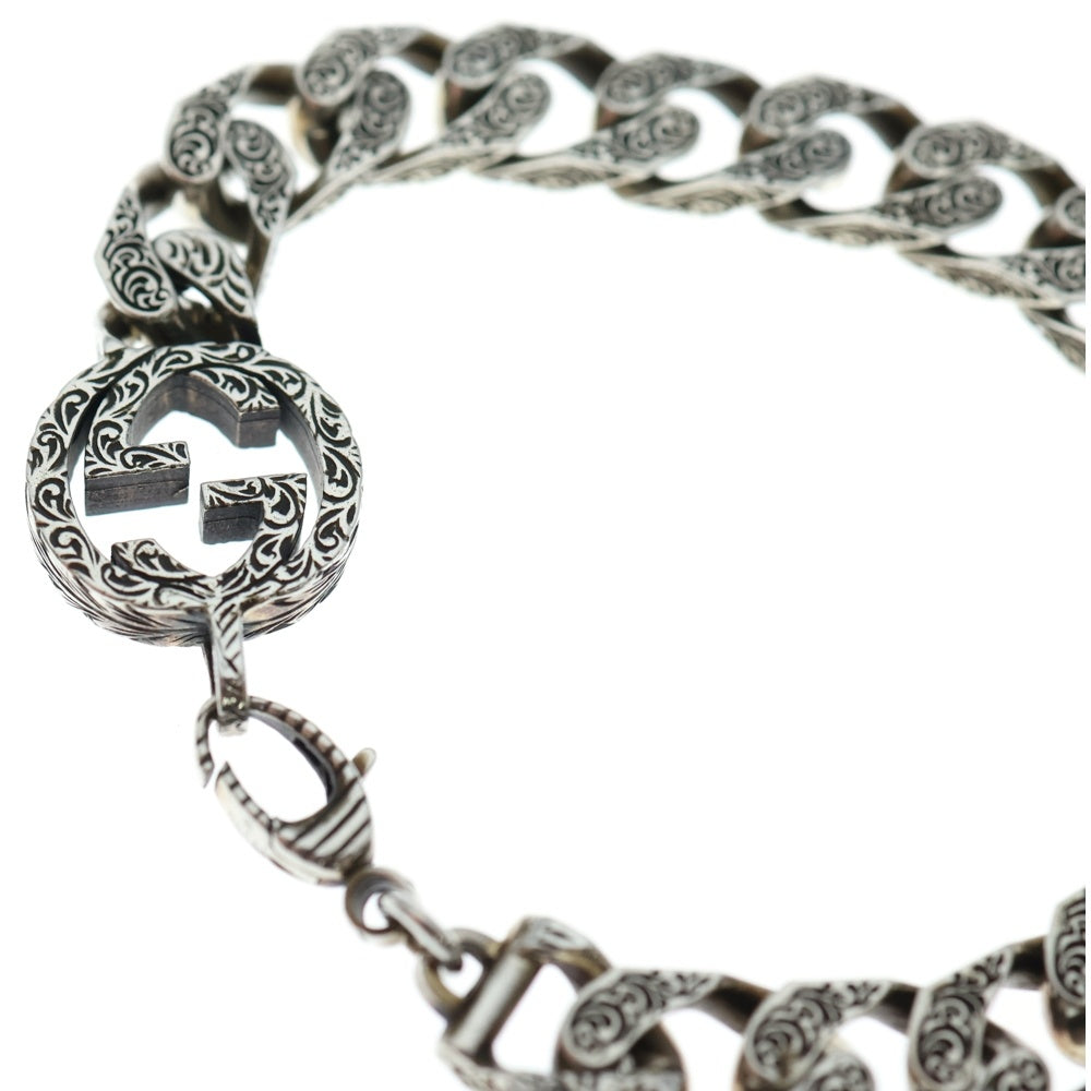 GUCCI(グッチ) インターロッキング アラベスク Gロゴ チェーンブレスレット シルバー