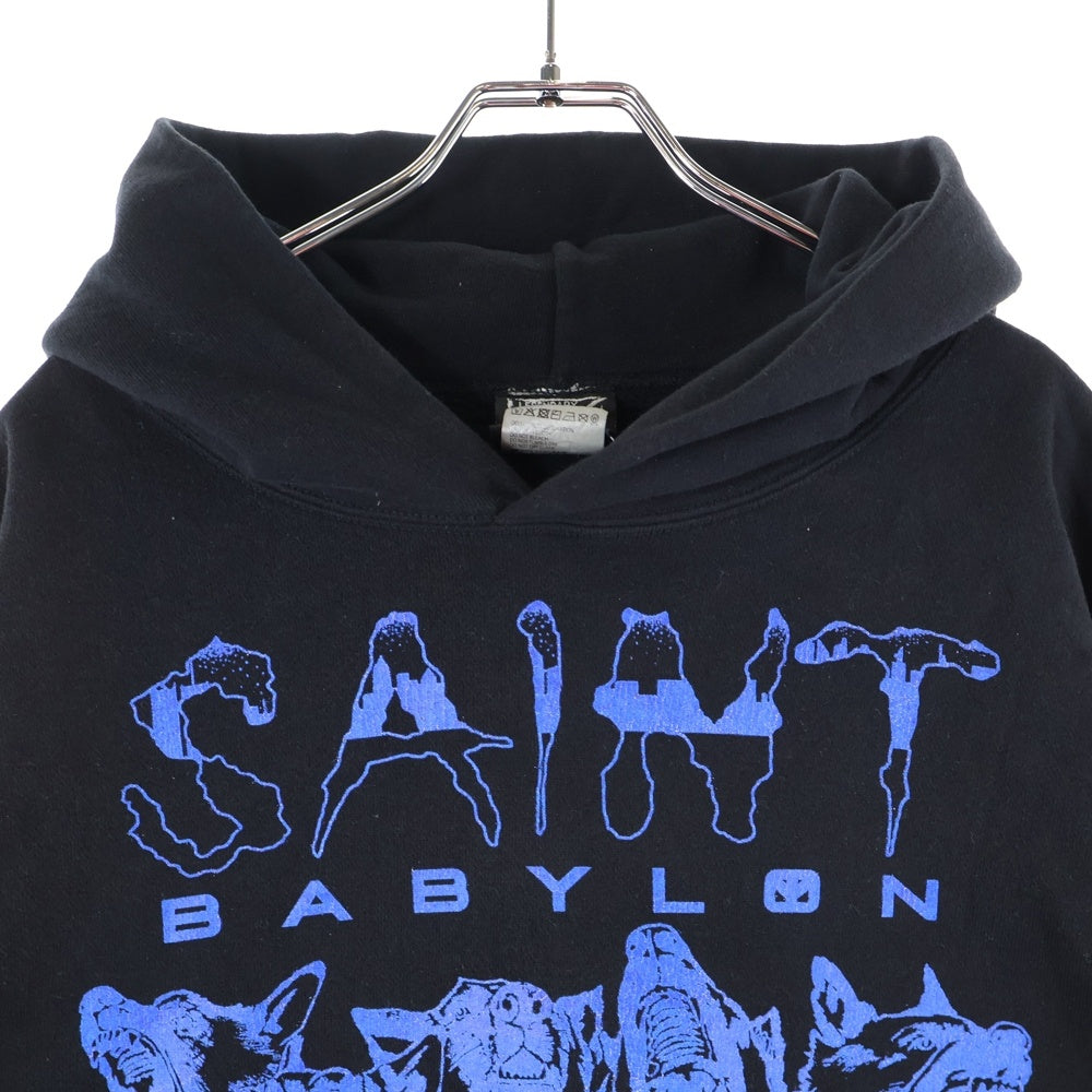 SAINT MICHAEL(セントマイケル) 25AW BBLN HOODIE バビロンフーディー スウェット プルオーバーパーカー ブラック/ブルー SM-HR1-0000-C50