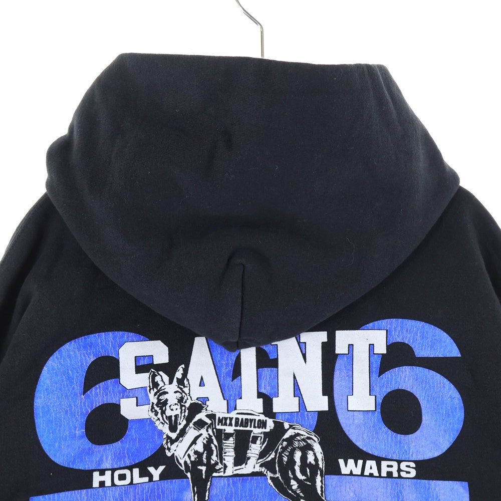 SAINT MICHAEL(セントマイケル) 25AW BBLN HOODIE バビロンフーディー スウェット プルオーバーパーカー ブラック/ブルー SM-HR1-0000-C50