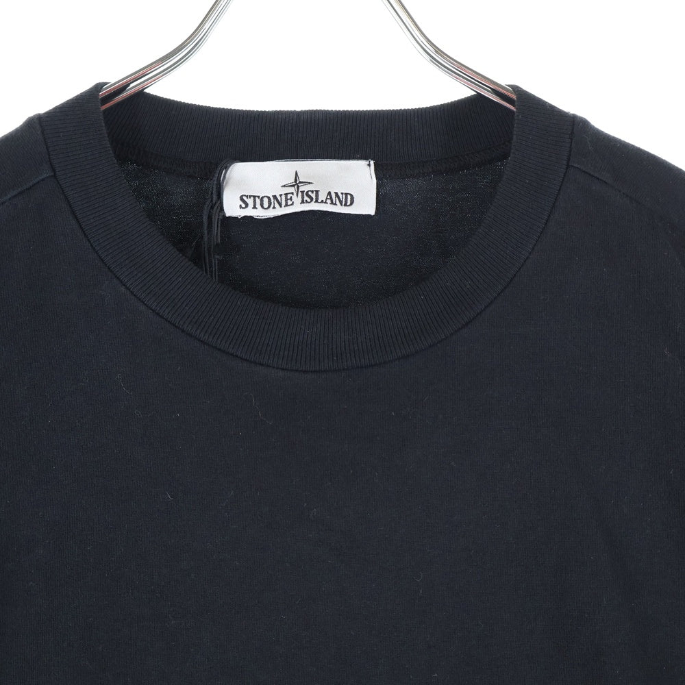 STONE ISLAND(ストーンアイランド) 24AW HEAVY COTTON JERSEY ヘビーコットンジャージー アームワッペン 長袖Tシャツ カットソー ブラック K2S156100075