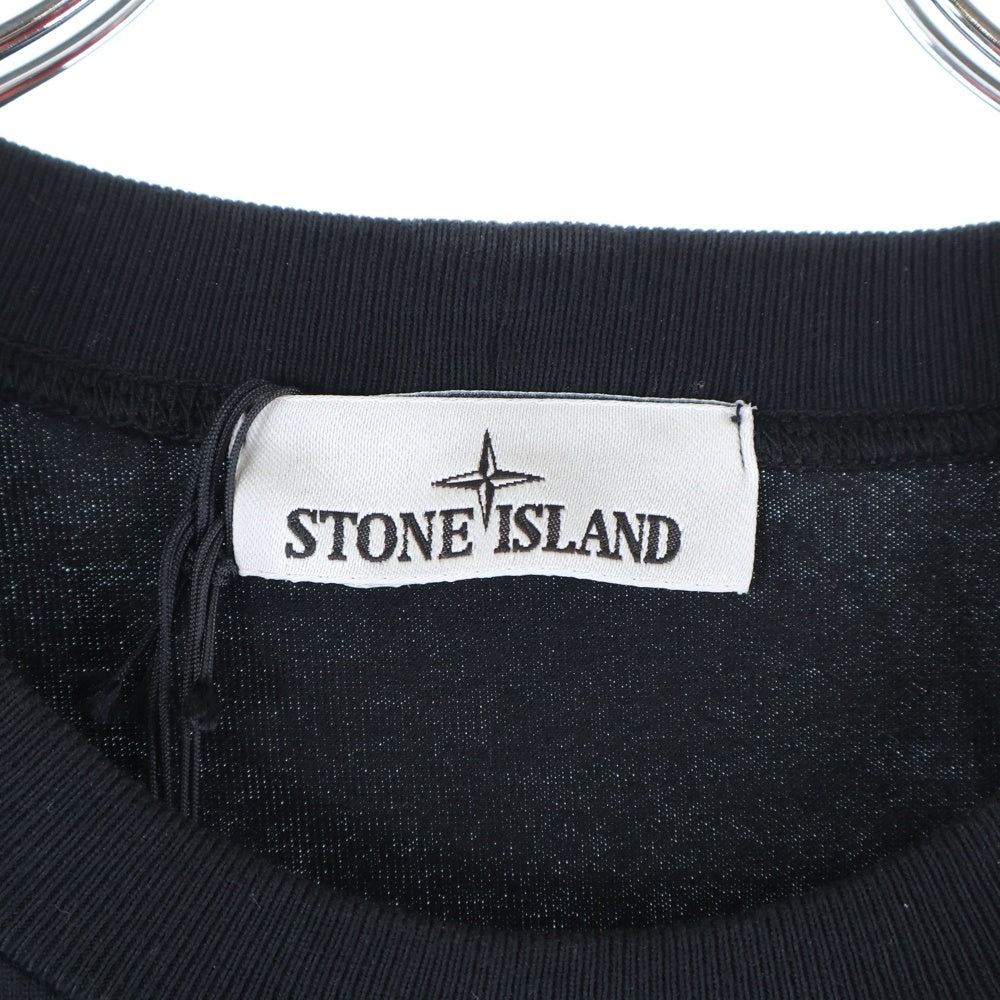 STONE ISLAND(ストーンアイランド) 24AW HEAVY COTTON JERSEY ヘビーコットンジャージー アームワッペン 長袖Tシャツ カットソー ブラック K2S156100075