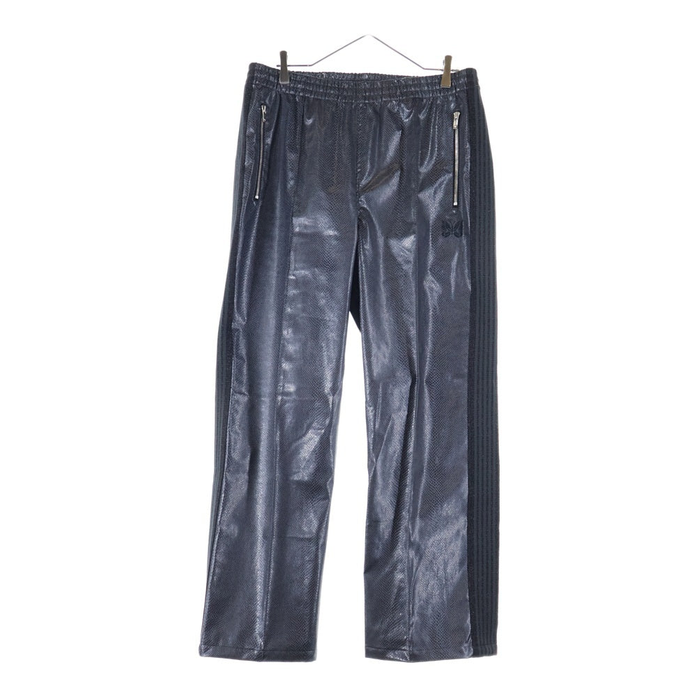 Needles(ニードルス) 24AW×NUBIAN TRACK PANTS SYNCETIC LEATHER EXCLUSIVE NS1585 ヌビアン トラックパンツ フェイクレザー ブラック