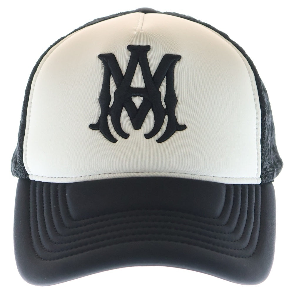 AMIRI(アミリ) MA TWO TONE TRUCKER HAT 刺繍ロゴ メッシュキャップ ブラック/ホワイト AMHATR1030