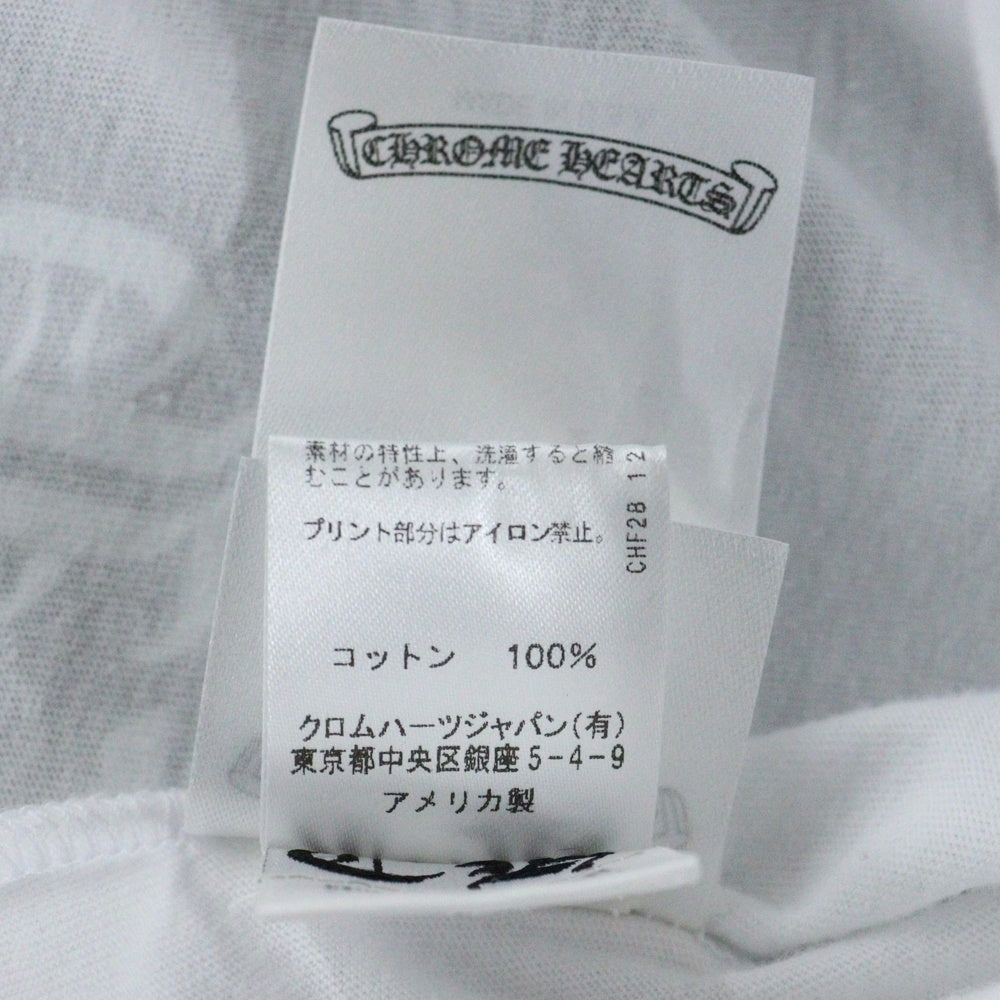 CHROME HEARTS(クロムハーツ) NECK LOGO L/S TEE ネックロゴプリント クルーネック長袖Tシャツ カットソー ホワイト/ブルー