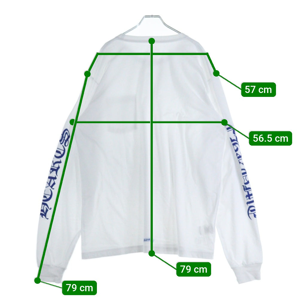 CHROME HEARTS(クロムハーツ) NECK LOGO L/S TEE ネックロゴプリント クルーネック長袖Tシャツ カットソー ホワイト/ブルー