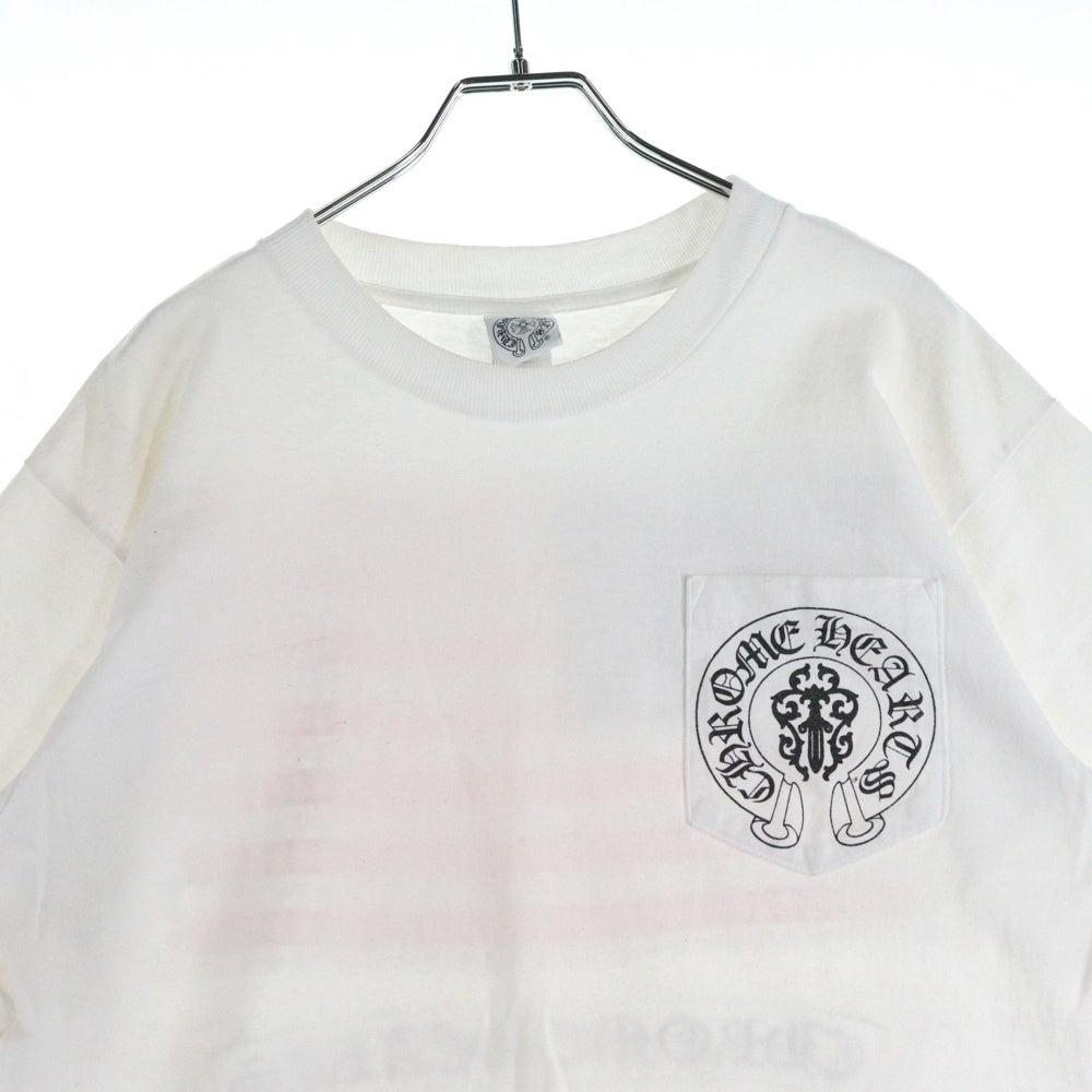 CHROME HEARTS(クロムハーツ) OLD AMERICAN FLAG TEE オールド アメリカンフラッグTシャツ 星条旗 ホースシュープリント 半袖カットソー ホワイト