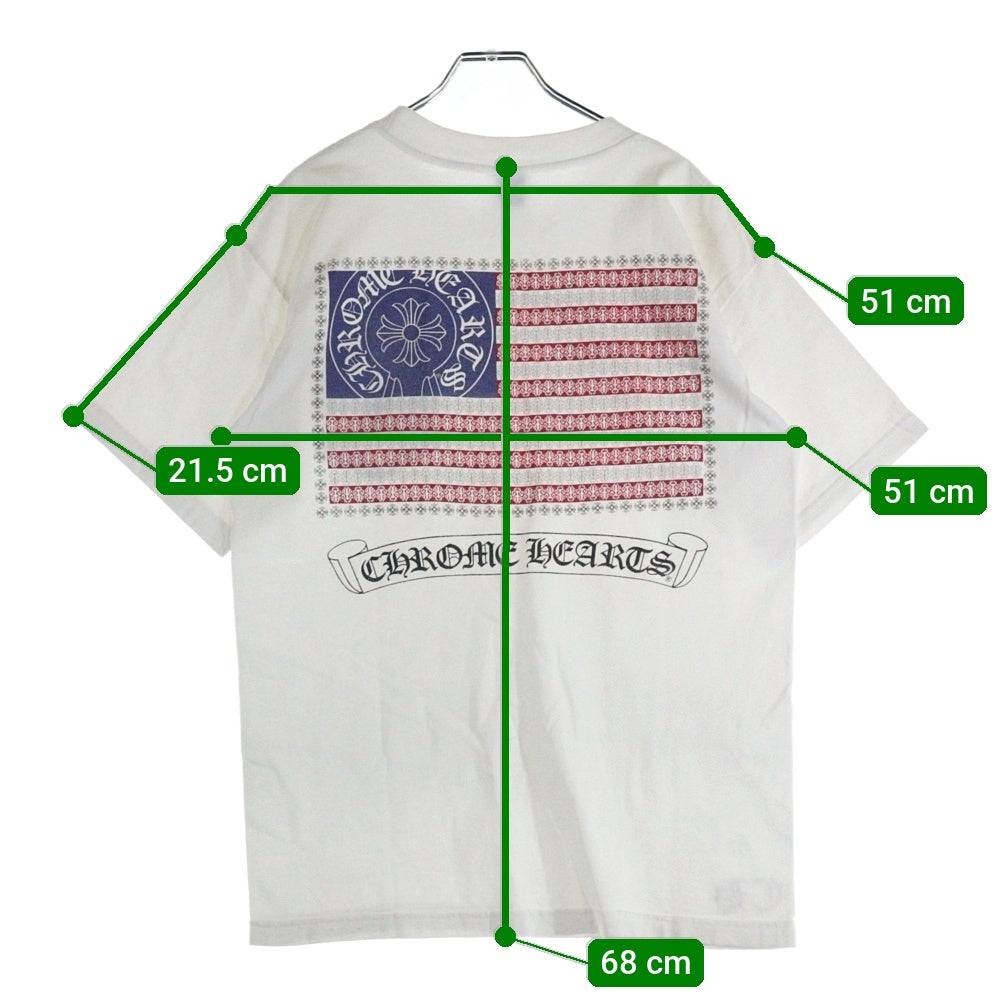 CHROME HEARTS(クロムハーツ) OLD AMERICAN FLAG TEE オールド アメリカンフラッグTシャツ 星条旗 ホースシュープリント 半袖カットソー ホワイト
