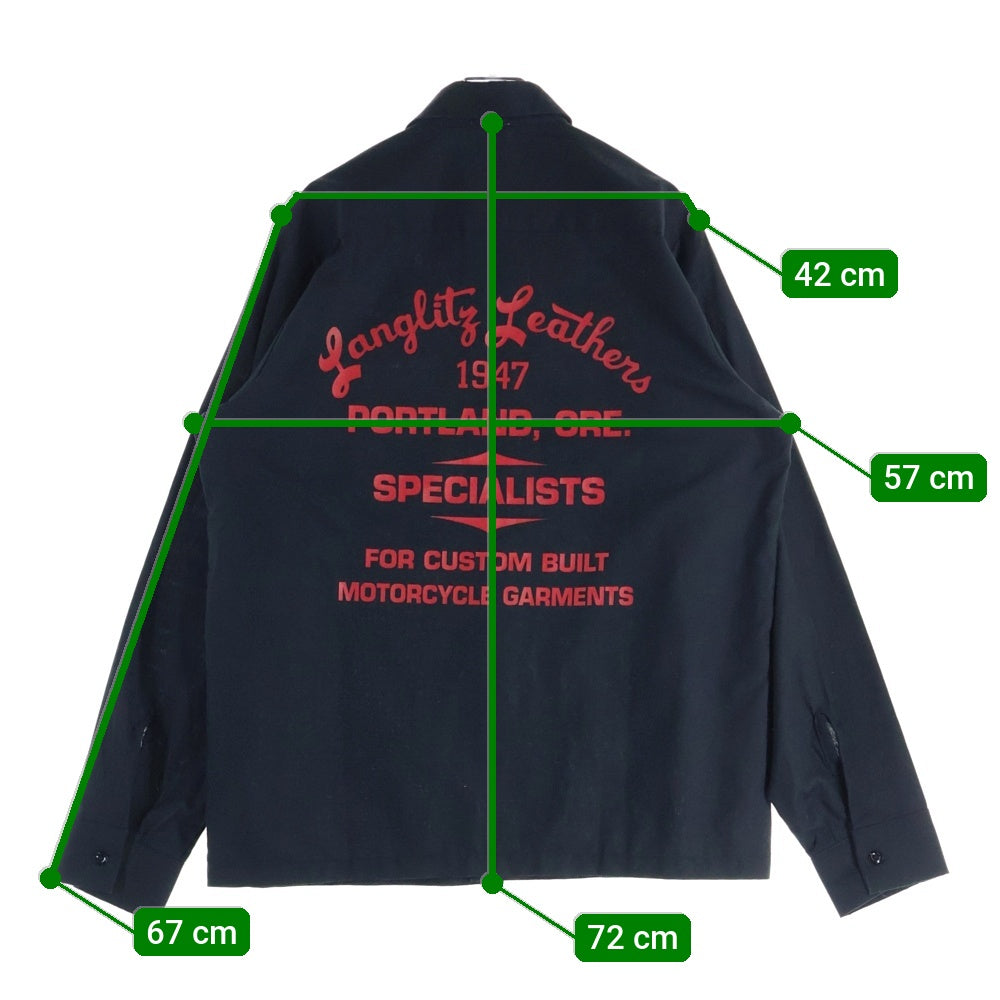Langlitz Leathers(ラングリッツレザーズ) SPECIALISTS プリント 長袖シャツ ブラック