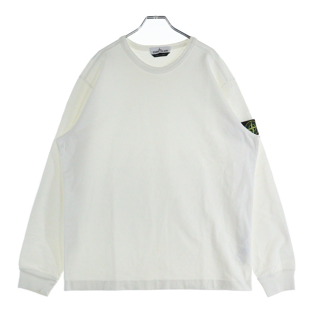 STONE ISLAND(ストーンアイランド) 21AW GAUZED COTTON 長袖Tシャツ 袖ロゴパッチ ホワイト 751564450