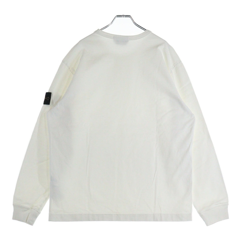 STONE ISLAND(ストーンアイランド) 21AW GAUZED COTTON 長袖Tシャツ 袖ロゴパッチ ホワイト 751564450