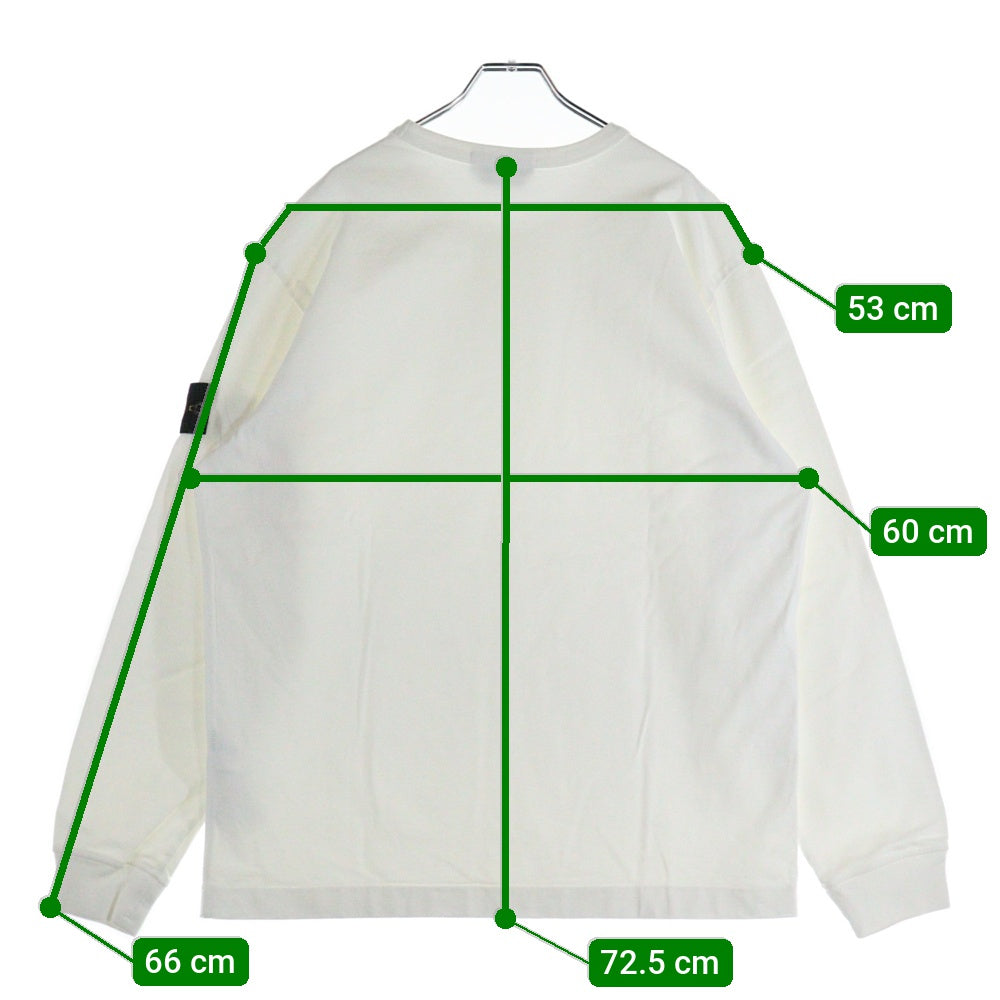 STONE ISLAND(ストーンアイランド) 21AW GAUZED COTTON 長袖Tシャツ 袖ロゴパッチ ホワイト 751564450