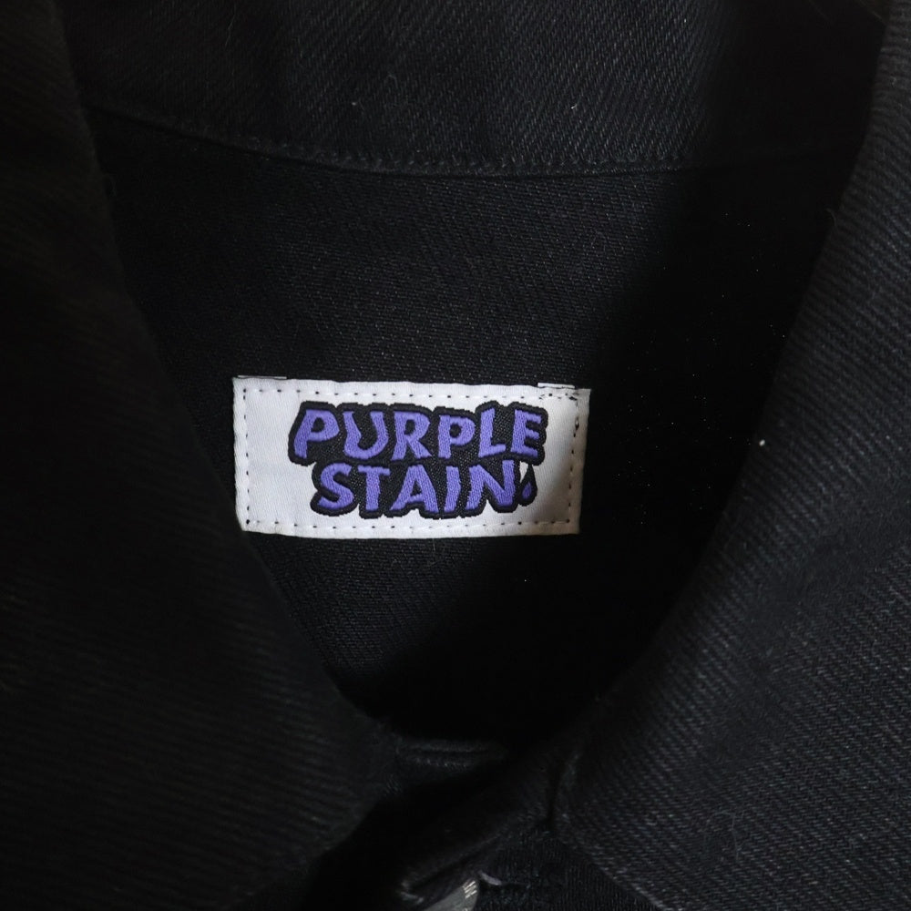 NO BRAND(ノーブランド) PURPLE STAIN SPLAY LOGO DENIM JACKET ブランド刺繍 パープルステイン デニムジャケット ブラック