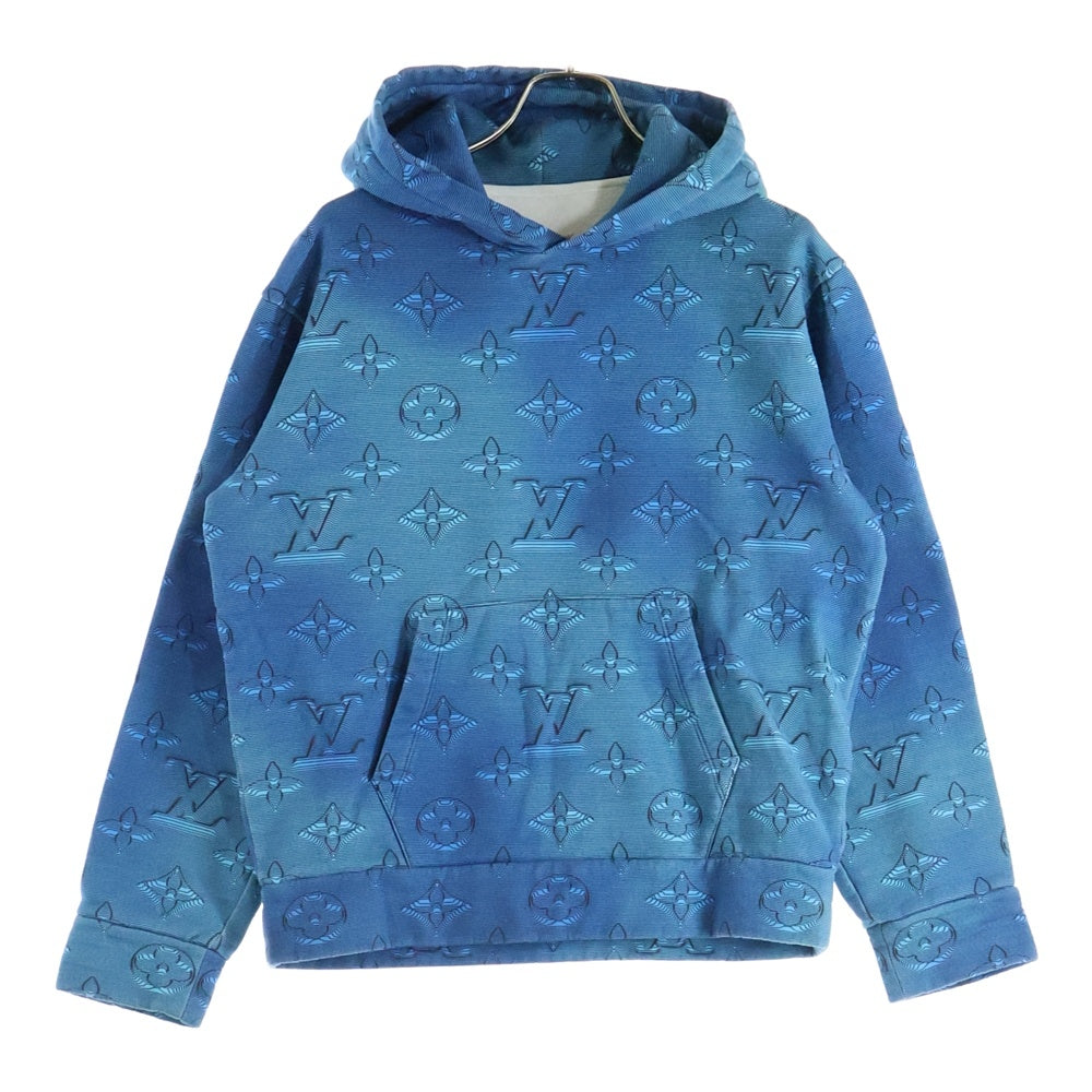LOUIS VUITTON(ルイヴィトン) 22AW 3Dモノグラム総柄 フーディ プルオーバー スウェットパーカー ブルー RM222Q IHN HNY41W
