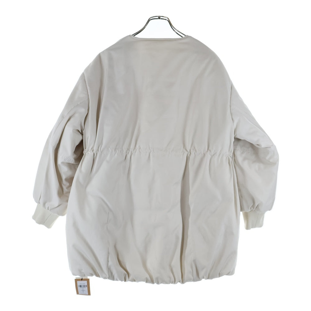 NO BRAND(ノーブランド) MERI SORONA中綿 ウエストドロストノーカラーコート ホワイト
