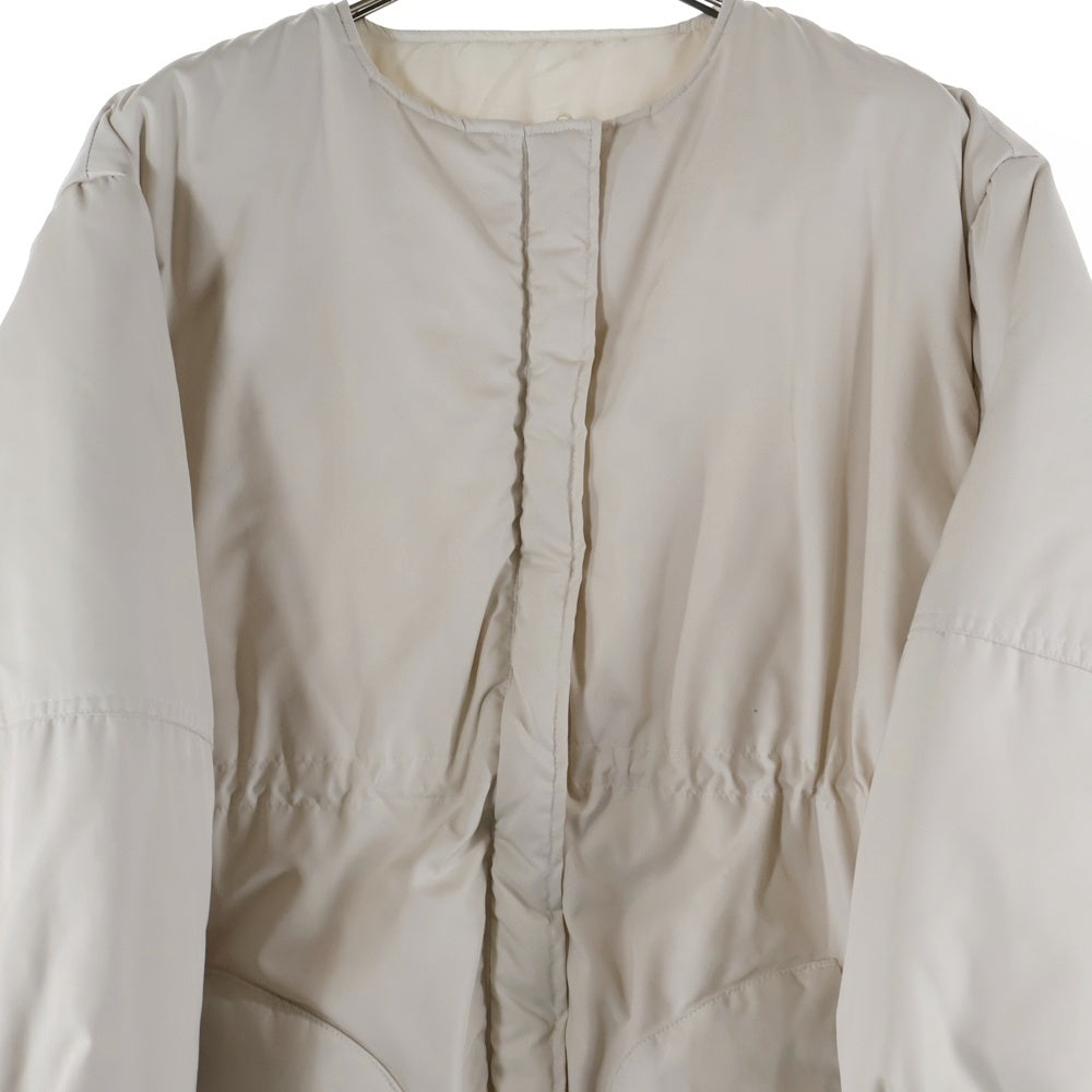 NO BRAND(ノーブランド) MERI SORONA中綿 ウエストドロストノーカラーコート ホワイト