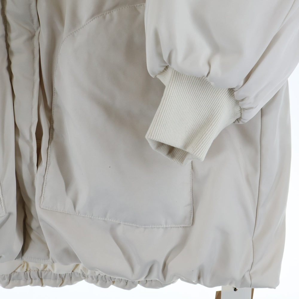 NO BRAND(ノーブランド) MERI SORONA中綿 ウエストドロストノーカラーコート ホワイト