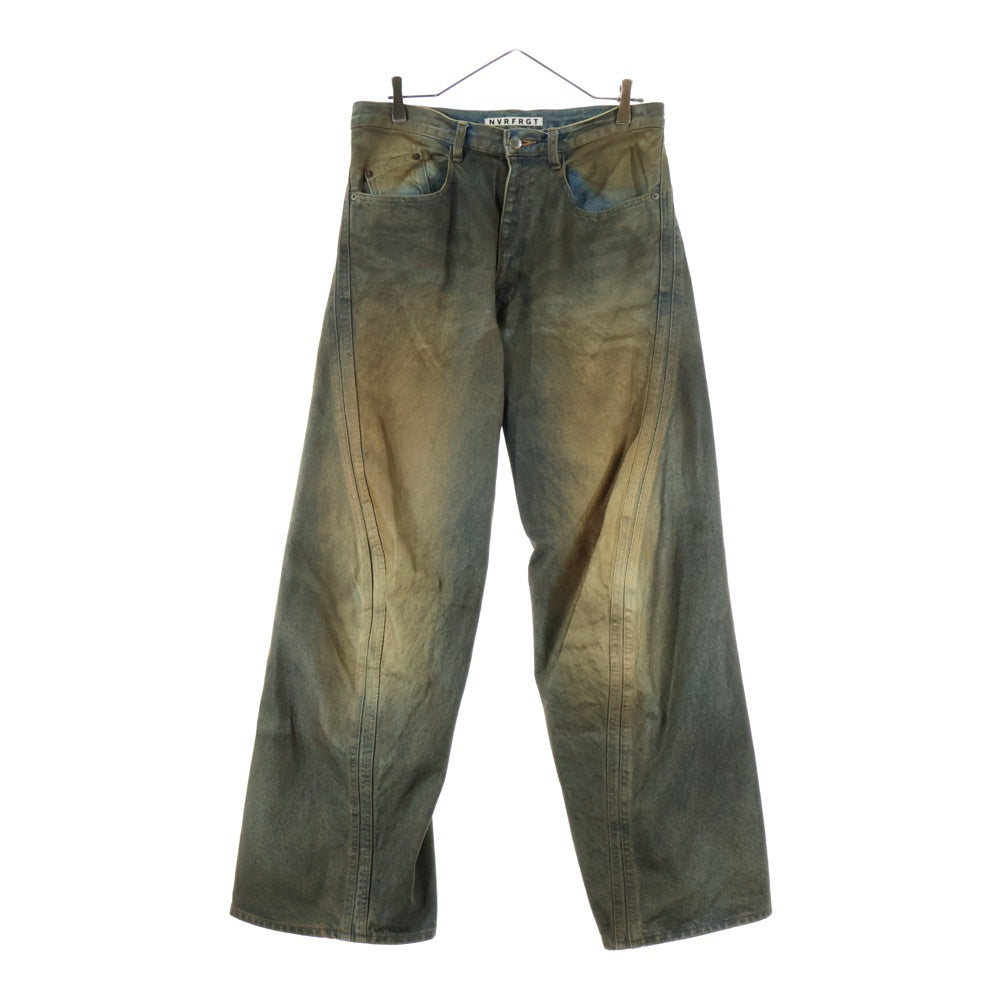 NVRFRGT(ネバーフォーゲット) STUDIOUS別注 3D TWISTED WIDE LEG JEANS OIL オイルコーティング ワイドレッグパンツ インディゴ/ブラウン EXST241P01A