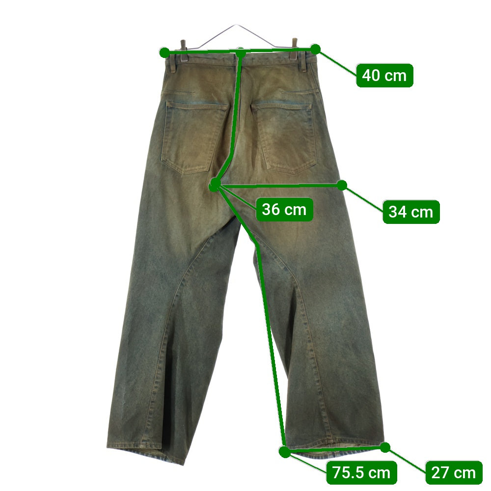 NVRFRGT(ネバーフォーゲット) STUDIOUS別注 3D TWISTED WIDE LEG JEANS OIL オイルコーティング ワイドレッグパンツ インディゴ/ブラウン EXST241P01A