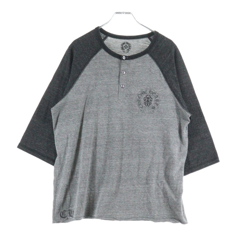 CHROME HEARTS(クロムハーツ) AMERICAN FLAG DAGGR アメリカンフラッグダガー プリント ラグラン 七分丈Tシャツ グレー