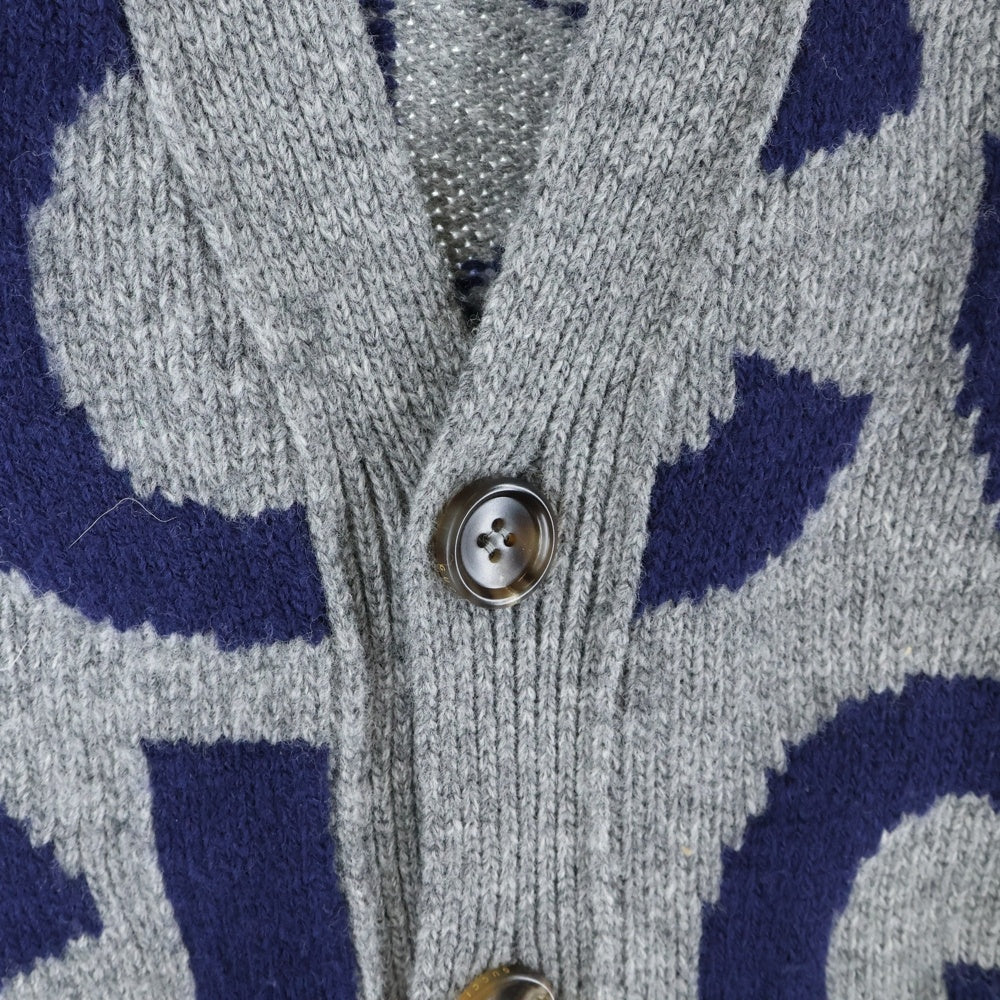 GUCCI(グッチ) 24SS ロゴ総柄 ウール 長袖カーディガン ニット グレー 771707