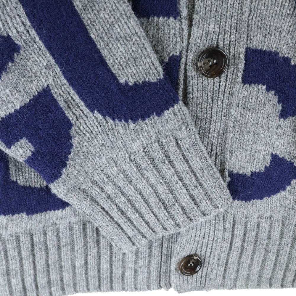 GUCCI(グッチ) 24SS ロゴ総柄 ウール 長袖カーディガン ニット グレー 771707