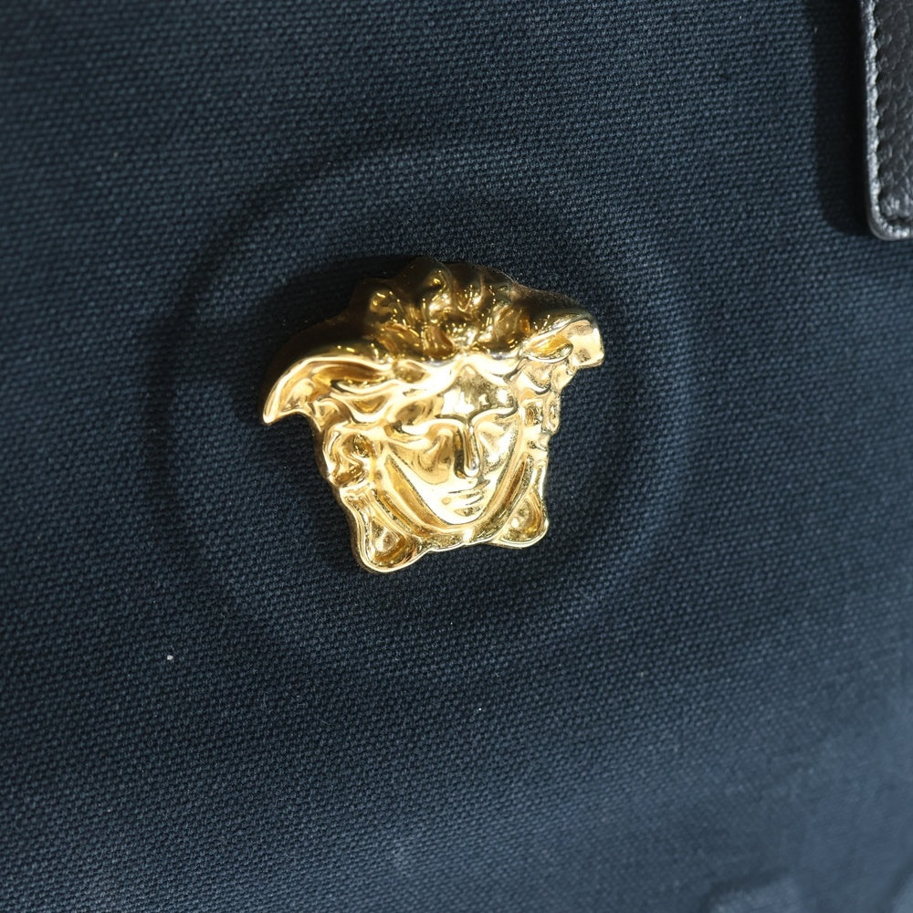 VERSACE(ヴェルサーチ) ラ メドゥーサ ラージ キャンバス トートバッグ エンボスロゴ ブラック 1004741 レディース