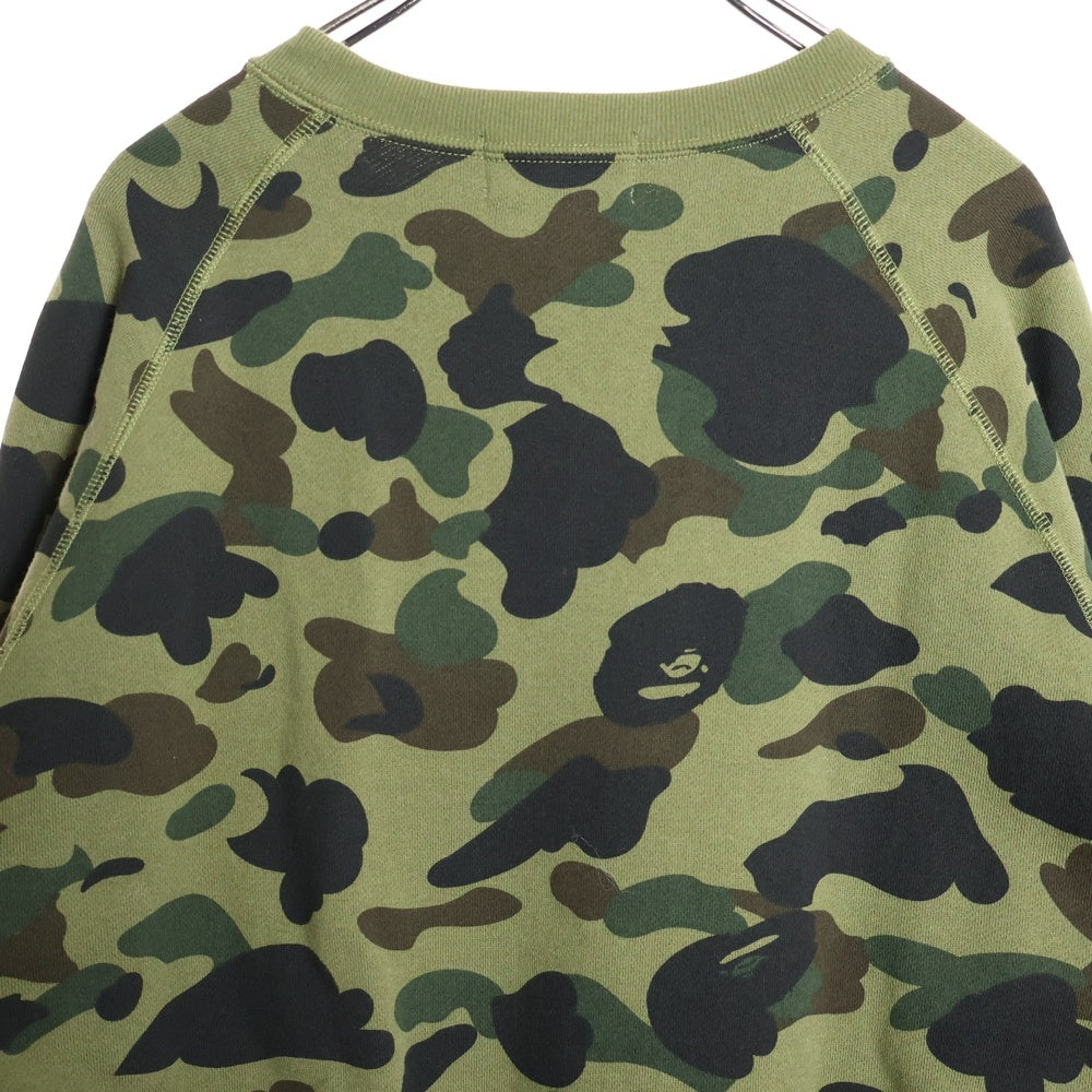 A BATHING APE(アベイシングエイプ) シャークプリント クルーネック スウェットトレーナー カーキ 001SWD801007X