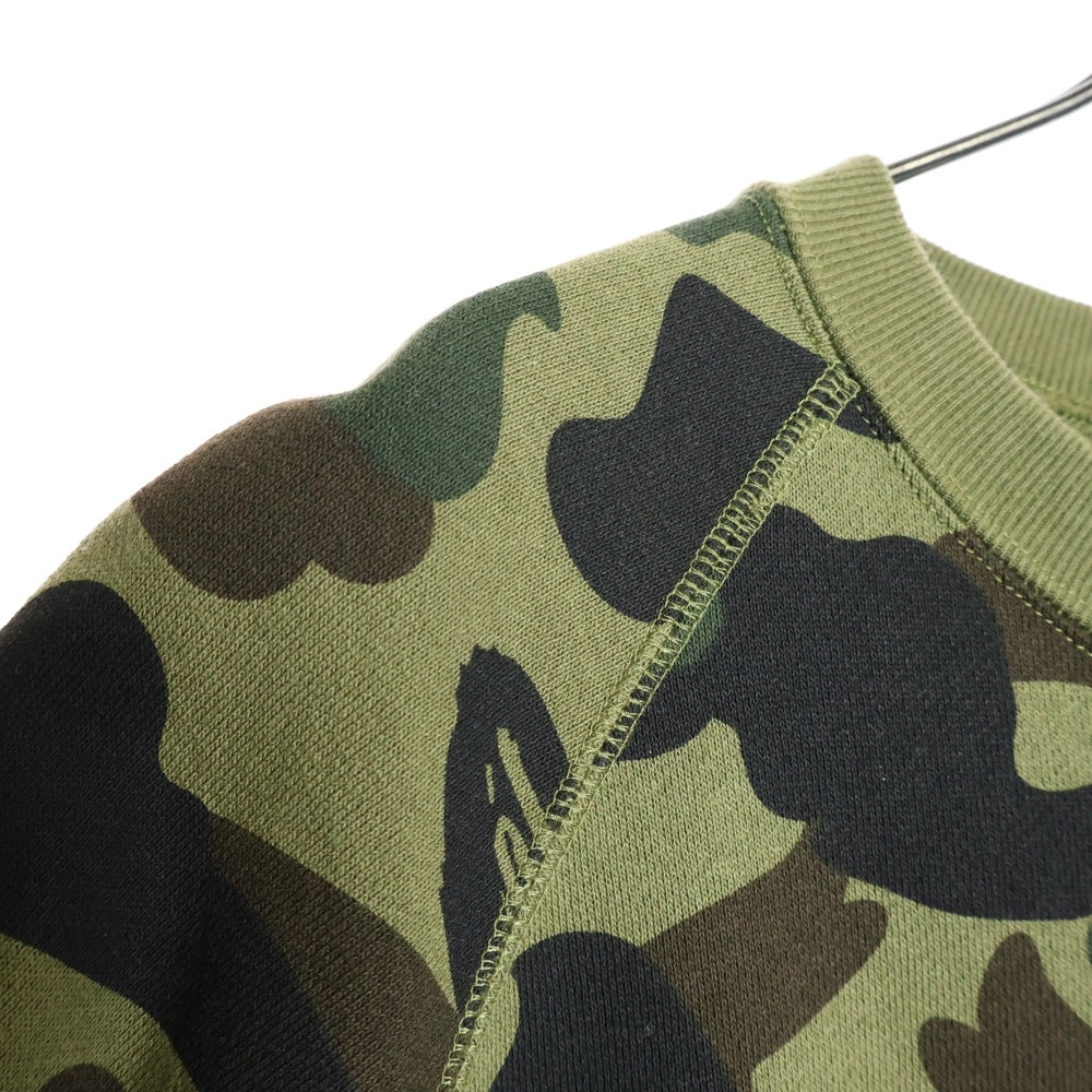 A BATHING APE(アベイシングエイプ) シャークプリント クルーネック スウェットトレーナー カーキ 001SWD801007X