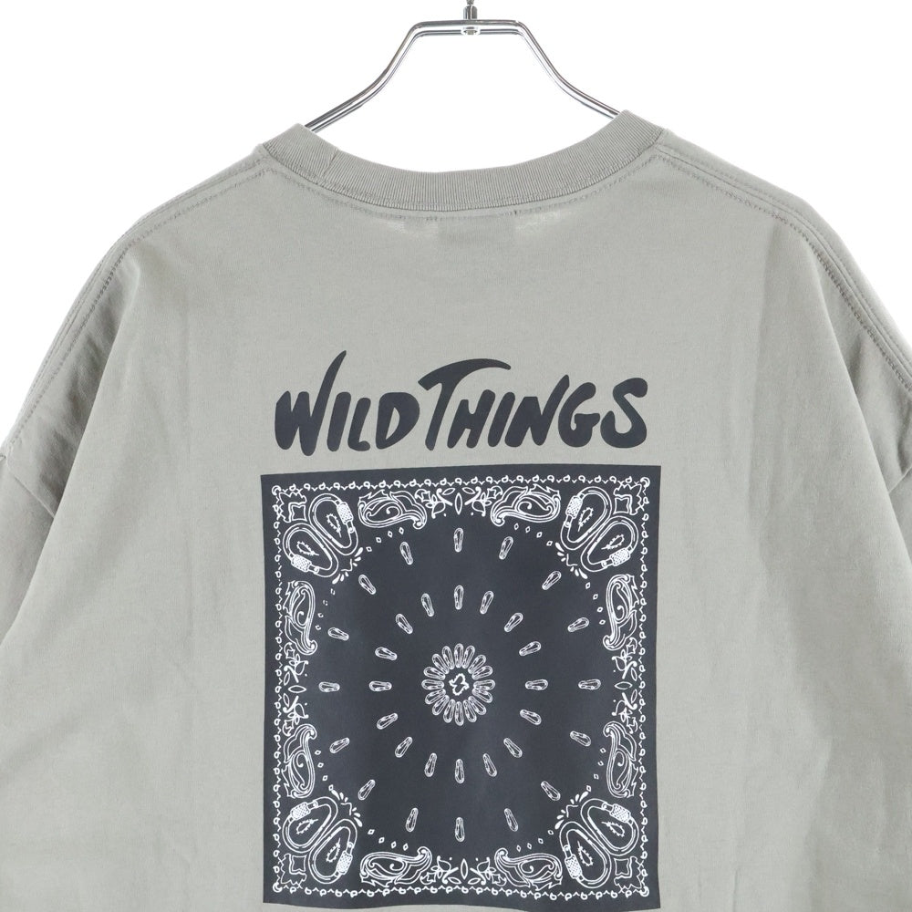 WILD THINGS(ワイルドシングス) FREAKS STORE別注 バンダナ バックプリント クルーネック半袖Tシャツ カットソー グレー 1226319600133