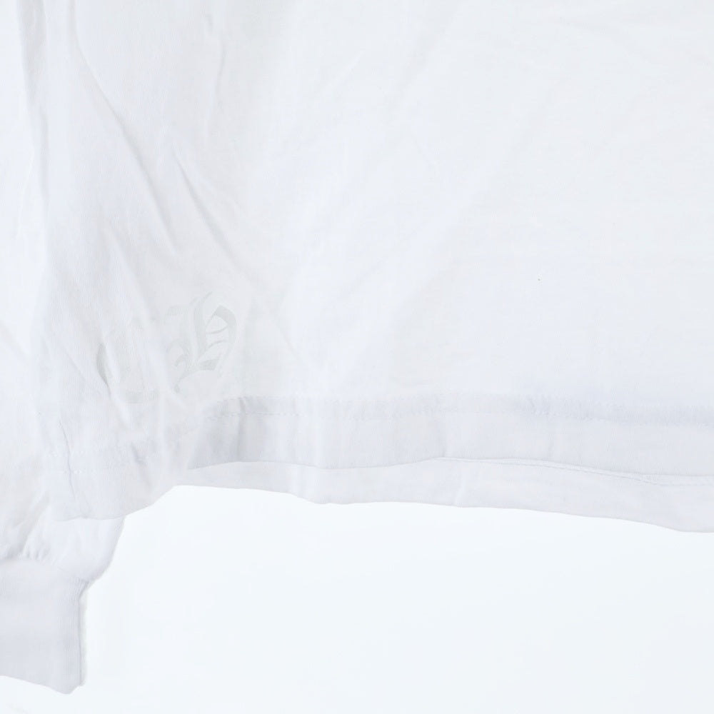 CHROME HEARTS(クロムハーツ) NECK LOGO CH L/S TEE ネックロゴ プリント長袖Tシャツ カットソー ホワイト/ブルー