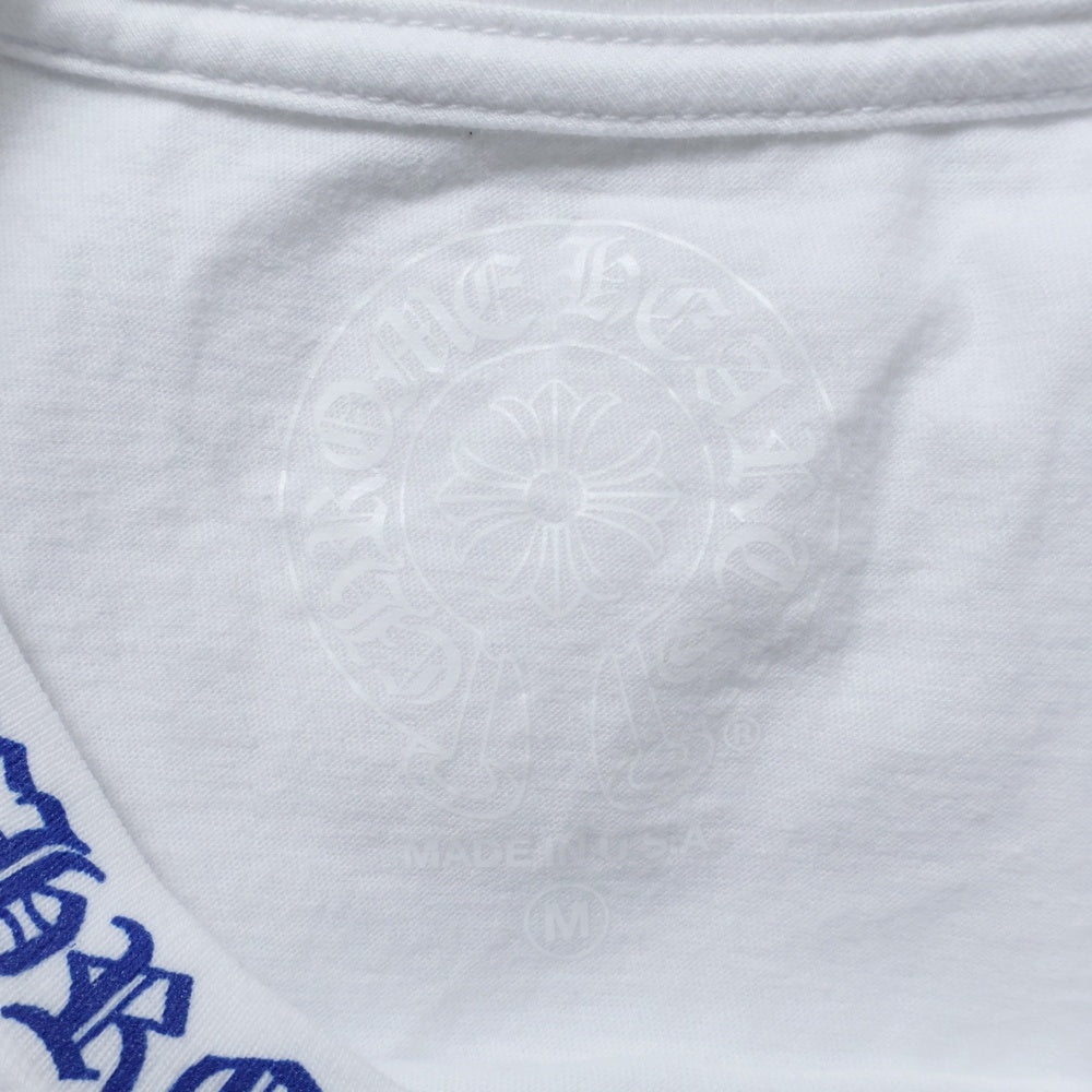 CHROME HEARTS(クロムハーツ) NECK LOGO CH L/S TEE ネックロゴ プリント長袖Tシャツ カットソー ホワイト/ブルー