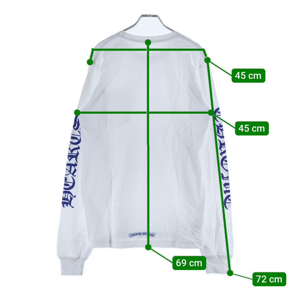 CHROME HEARTS(クロムハーツ) NECK LOGO CH L/S TEE ネックロゴ プリント長袖Tシャツ カットソー ホワイト/ブルー