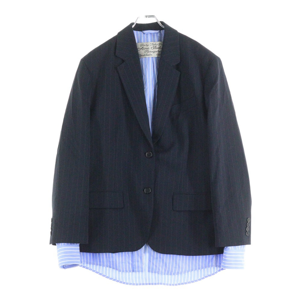 Acne Studios(アクネ ストゥディオズ) 25AW レイヤードスーツジャケット ストライプテーラード ブラック/ブルー FN-WN-SUIT000647 AH0309