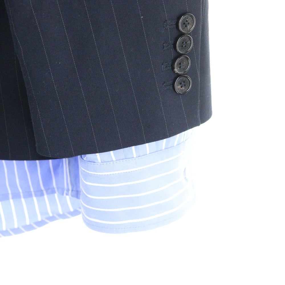 Acne Studios(アクネ ストゥディオズ) 25AW レイヤードスーツジャケット ストライプテーラード ブラック/ブルー FN-WN-SUIT000647 AH0309