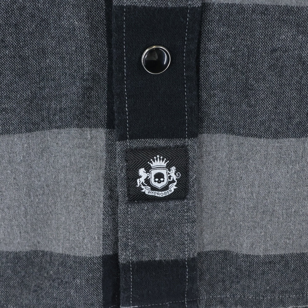 HYDROGEN(ハイドロゲン) バックロゴプリント チェック柄 長袖シャツ ブラック/グレー