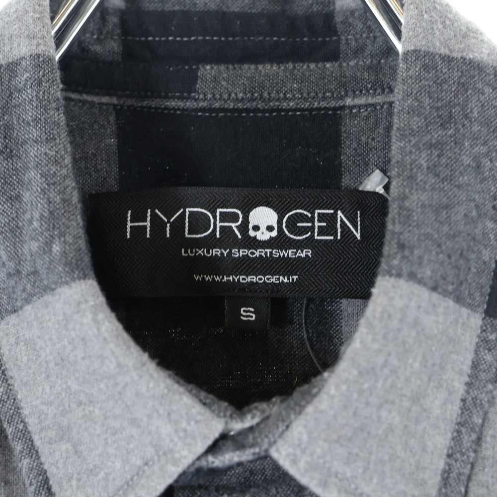HYDROGEN(ハイドロゲン) バックロゴプリント チェック柄 長袖シャツ ブラック/グレー