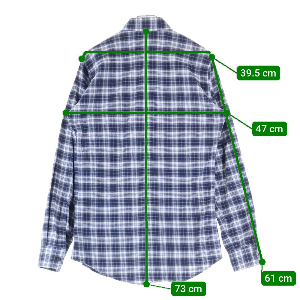 DSQUARED2(ディースクエアード) 13AW ボタンダウン チェック柄 長袖シャツ ネイビー/ホワイト S71DL0664 S41991