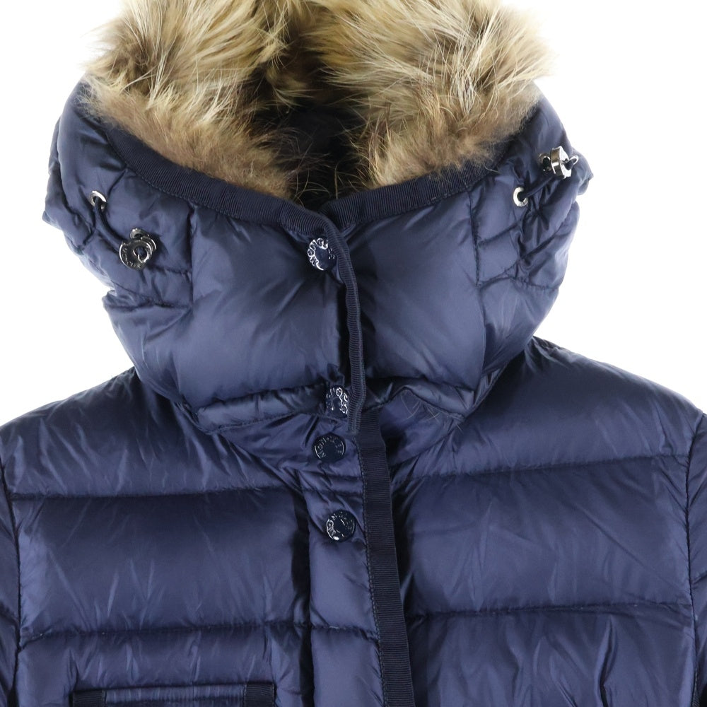 MONCLER(モンクレール) 16AW HERMIFUR エルミファー フーデッド ジップアップ ダウン ロング ジャケット コート ネイビー レディース B20934990015 53048