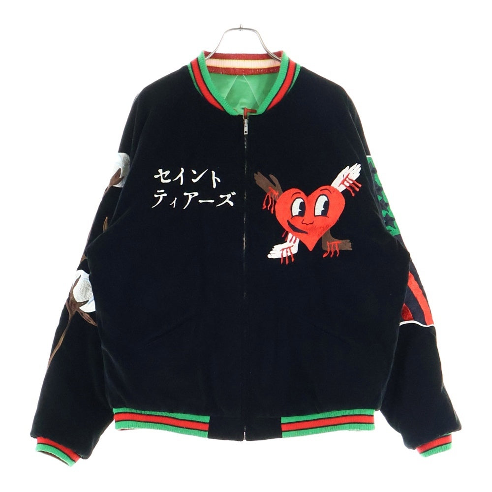 SAINT MICHAEL(セントマイケル) 22SS×DENIM TEARS RVRSBL SUKAJYAN デニムティアーズ リバーシブル スカジャン ブラック/グリーン SM-S22-0000-059