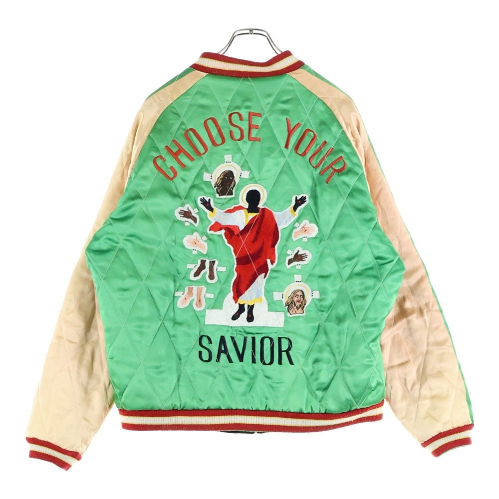 SAINT MICHAEL(セントマイケル) 22SS×DENIM TEARS RVRSBL SUKAJYAN デニムティアーズ リバーシブル スカジャン ブラック/グリーン SM-S22-0000-059
