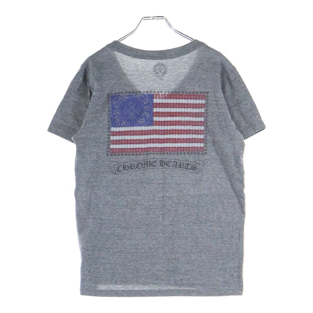 CHROME HEARTS(クロムハーツ) OLD AMERICAN FLAG TEE オールド アメリカンフラッグTシャツ 星条旗 ホースシュープリント 半袖カットソー グレー