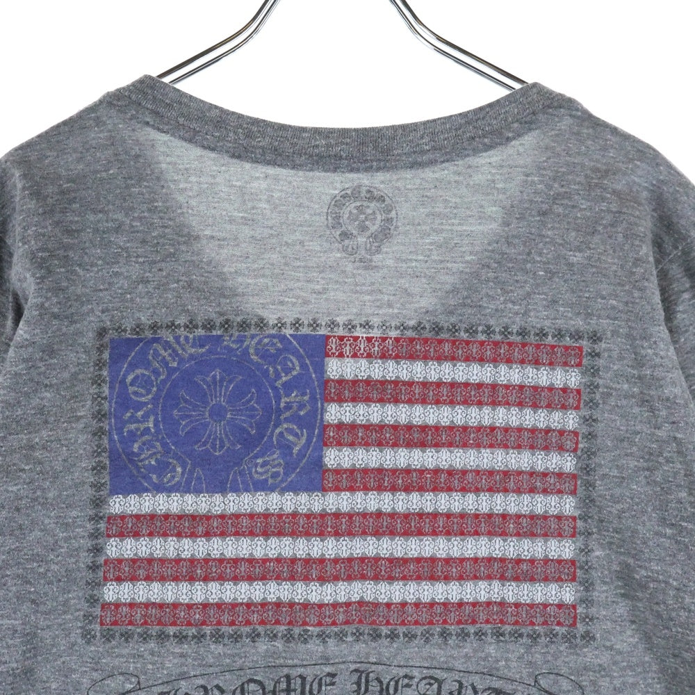 CHROME HEARTS(クロムハーツ) OLD AMERICAN FLAG TEE オールド アメリカンフラッグTシャツ 星条旗 ホースシュープリント 半袖カットソー グレー