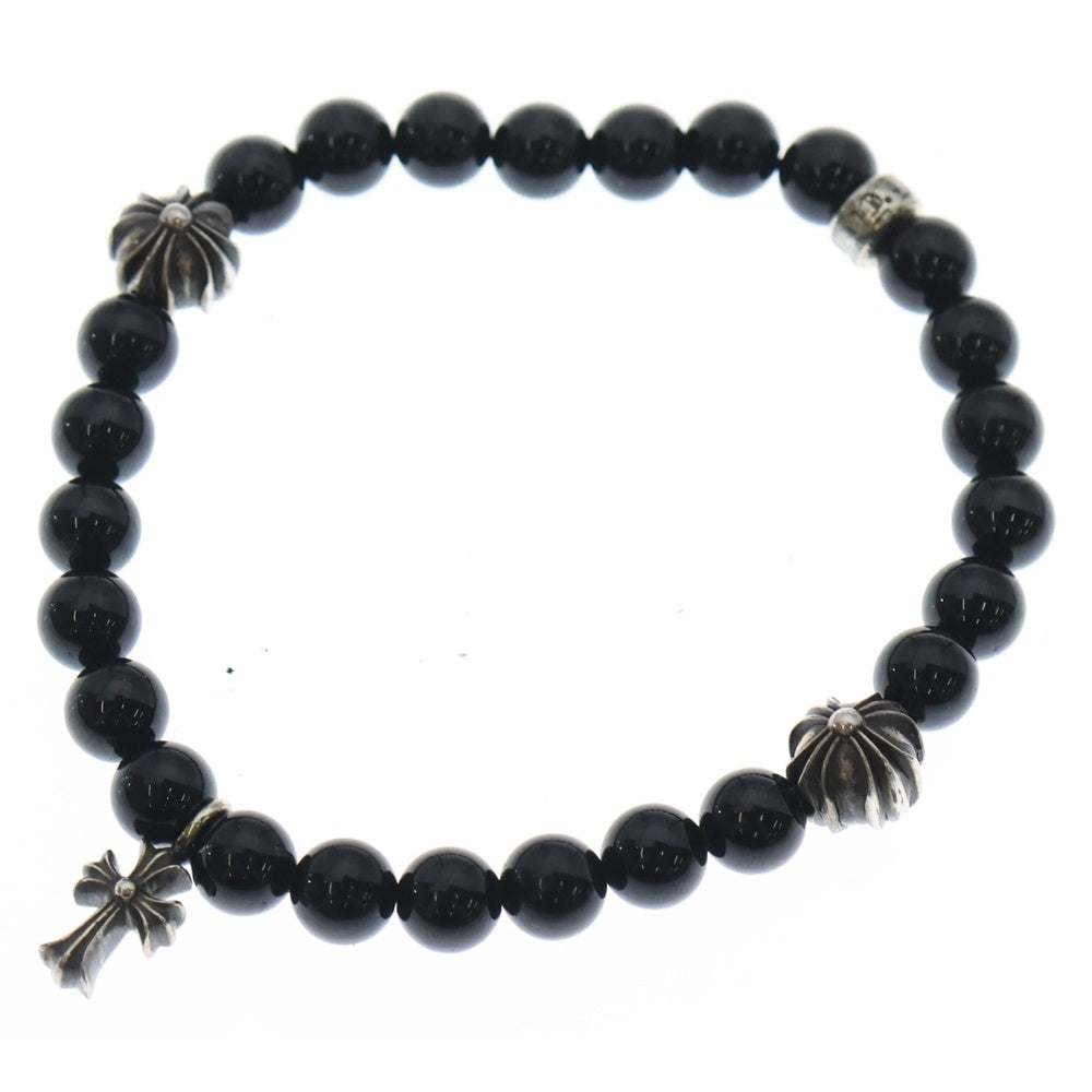CHROME HEARTS(クロムハーツ) 6mm BEAD 6mmビーズブレス STACK CH BEAD6mmビーズブレスレット ブラック/シルバー レディース