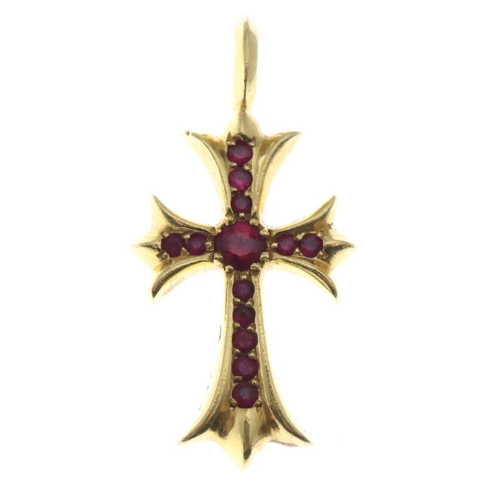 CHROME HEARTS(クロムハーツ) 22K TNY CRSF P RUV タイニーファットクロス PAVEルビー ペンダントトップ ゴールド